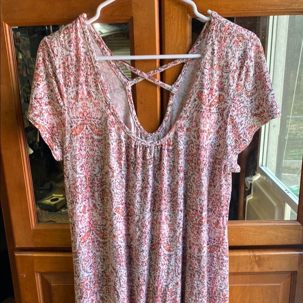 Crisscross Back Paisley Dress with Scoop Neckline and Cap Sleeves Spring Summer